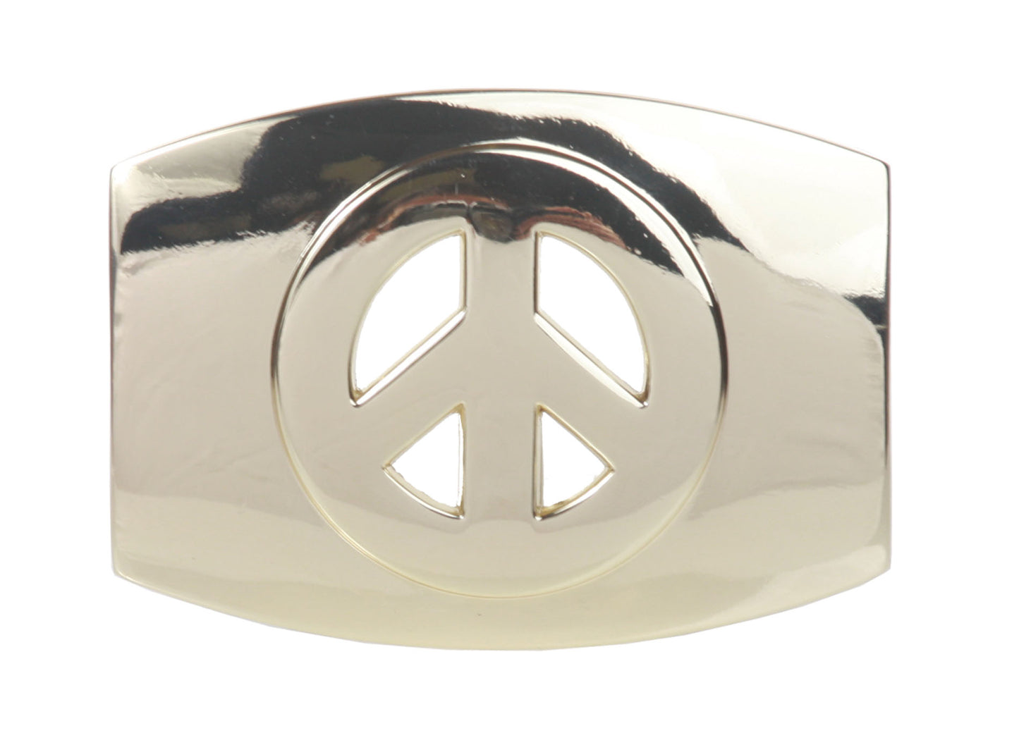 Plain Oval Peace Symbol Love Sign Belt Buckle