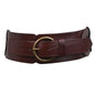 Ladies 3" (75 mm) Wide High Waist Round Disk Linked Braided Cowhide Top Full Grain Leather Belt