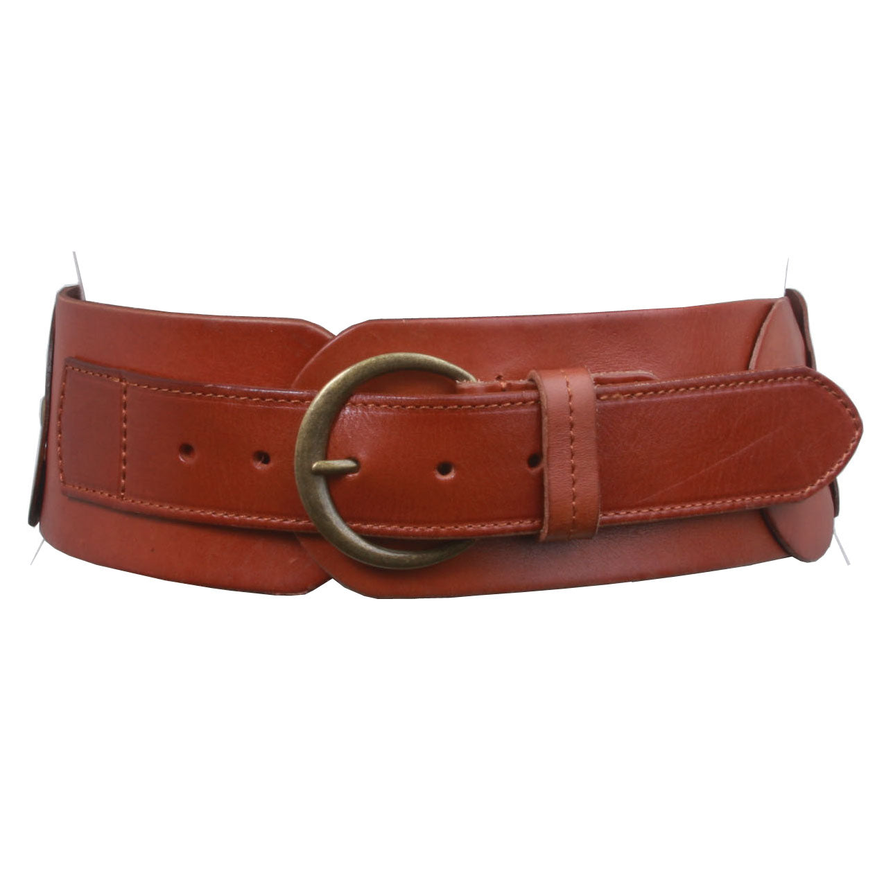 Ladies 3" (75 mm) Wide High Waist Round Disk Linked Braided Cowhide Top Full Grain Leather Belt