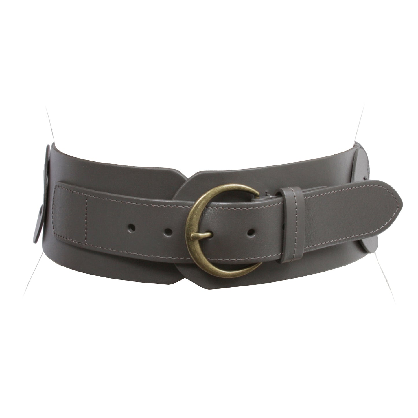 Ladies 3" (75 mm) Wide High Waist Round Disk Linked Braided Cowhide Top Full Grain Leather Belt