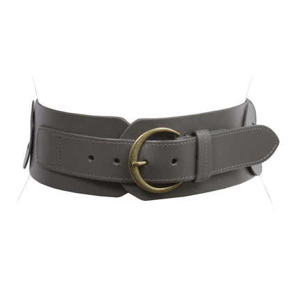 Ladies 3" (75 mm) Wide High Waist Round Disk Linked Braided Cowhide Top Full Grain Leather Belt