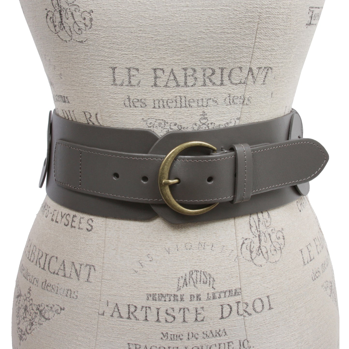Ladies 3" (75 mm) Wide High Waist Round Disk Linked Braided Cowhide Top Full Grain Leather Belt