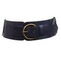 Ladies 3" (75 mm) Wide High Waist Round Disk Linked Braided Cowhide Top Full Grain Leather Belt