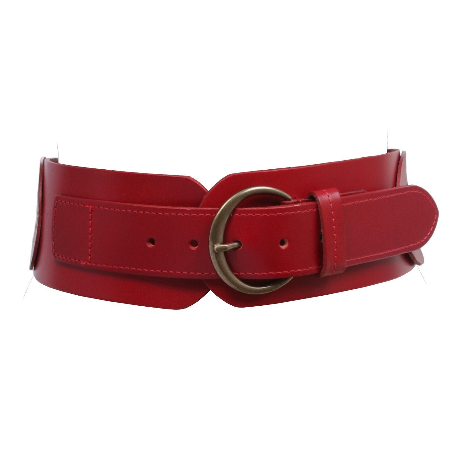 Ladies 3" (75 mm) Wide High Waist Round Disk Linked Braided Cowhide Top Full Grain Leather Belt