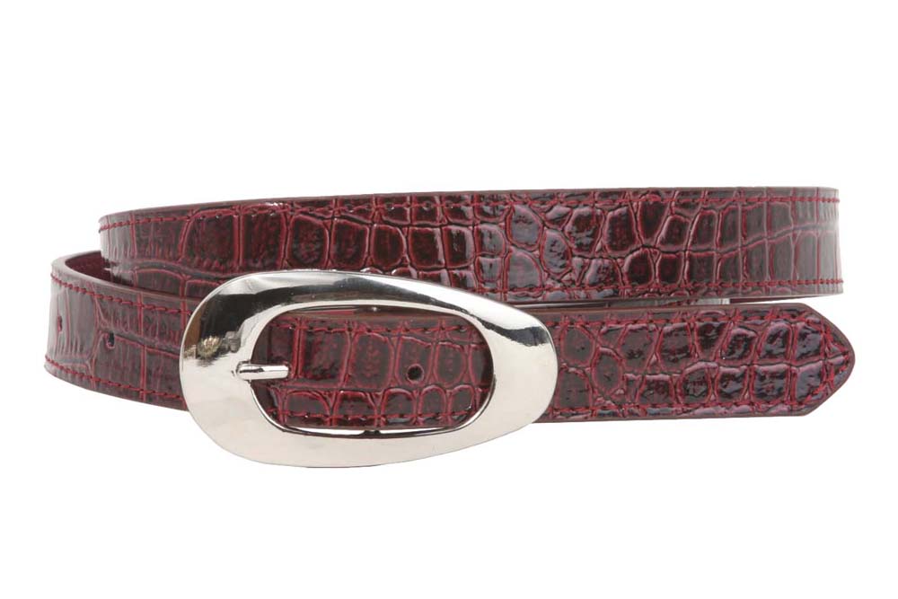 Ladies 7/8" Faux Patent Croco Print Non Leather  Belt