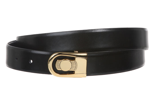 Men's 1 1/8" Black Cut-To-Fit One-Size-Fits-All Feather Edged Plain Leather Dress Belt