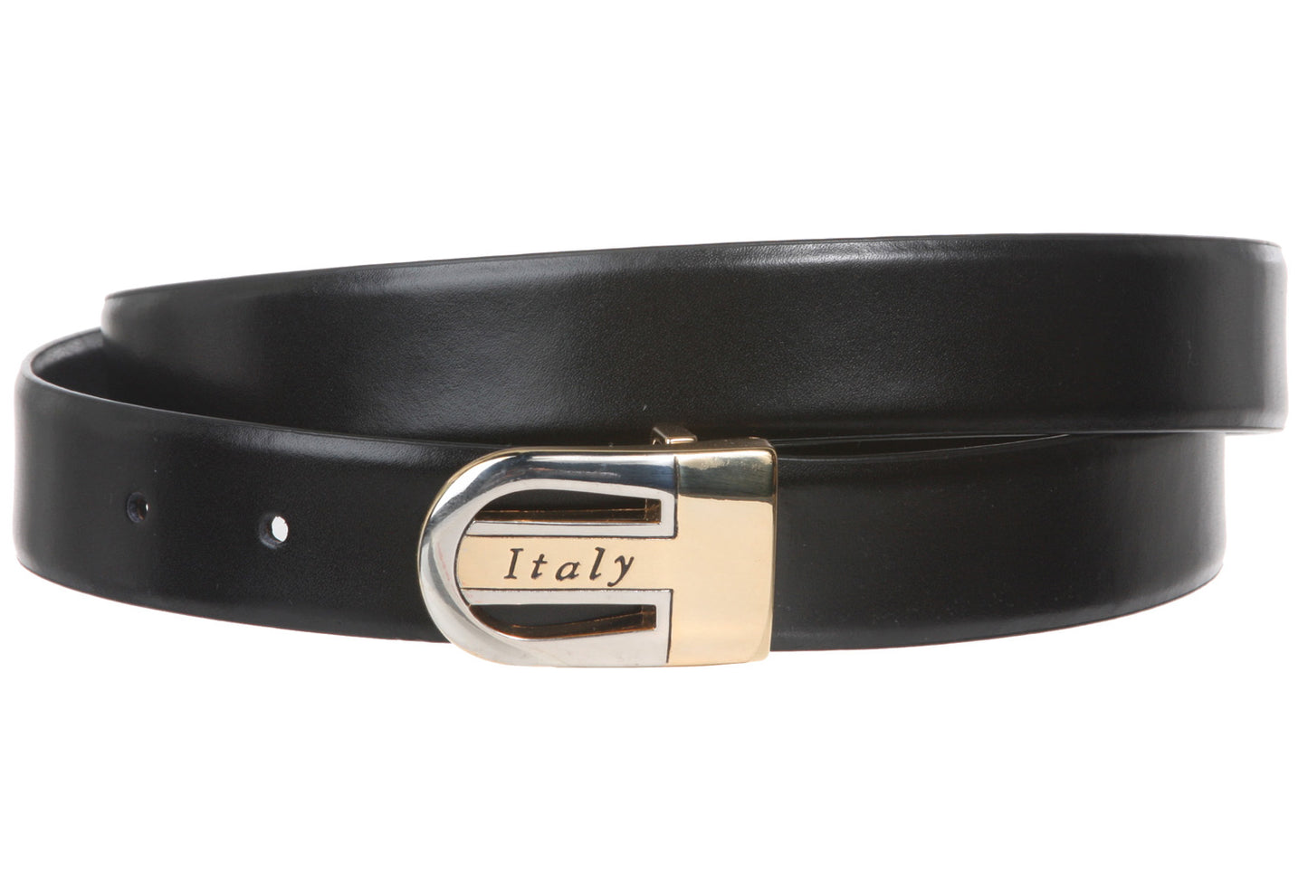 Men's 1 1/8" Black Cut-To-Fit One-Size-Fits-All Feather Edged Plain Leather Dress Belt