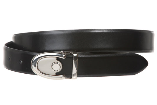 Men's 1 1/8" Black Cut-To-Fit One-Size-Fits-All Feather Edged Plain Leather Dress Belt