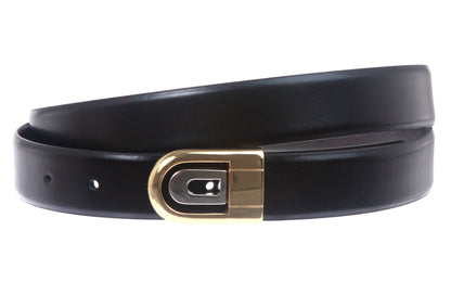 Men's 1 1/8" Black Cut-To-Fit One-Size-Fits-All Feather Edged Plain Leather Dress Belt