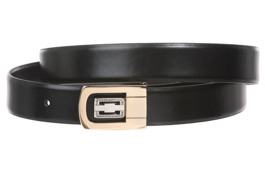 Men's 1 1/8" Black Cut-To-Fit One-Size-Fits-All Feather Edged Plain Leather Dress Belt