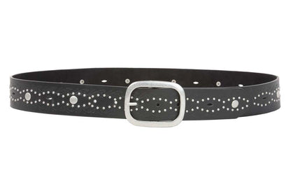 Ladies 1 1/2" Embossed Rivet Studded Non Leather Belt