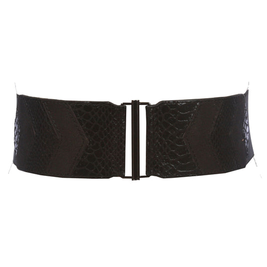 Women's 2 1/2" High Waist Elastic Croco and Faux Suede Stretch Belt