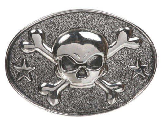 Western Oval Skull & Cross Bone Belt Buckle