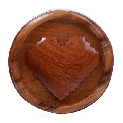 Handcrafted Wooden Round Heart/Love Shape Secret Jewelry Puzzle Box - Heart