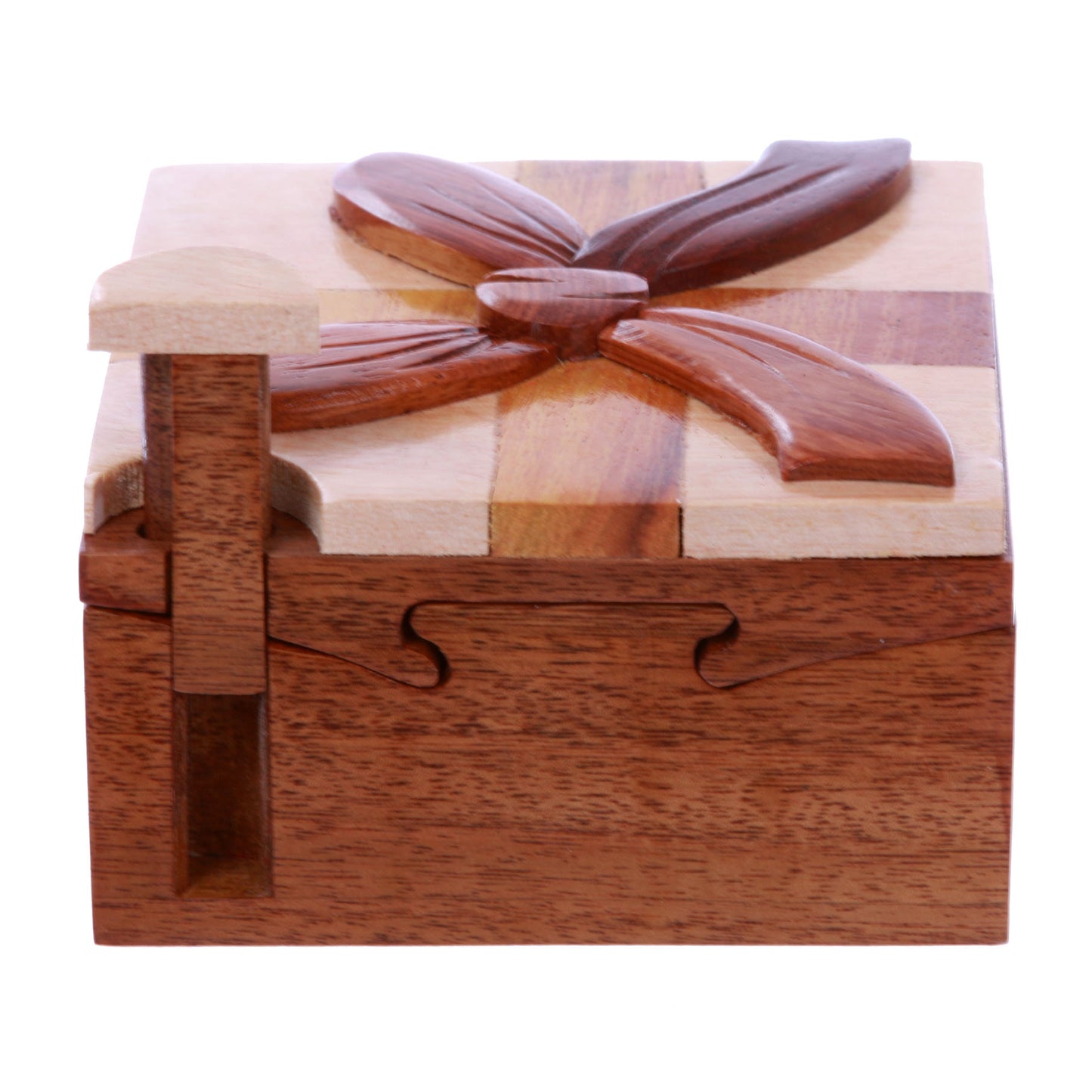 Handcrafted Wooden Square Gift Box Shape Secret Jewelry Puzzle Box - Gift Box