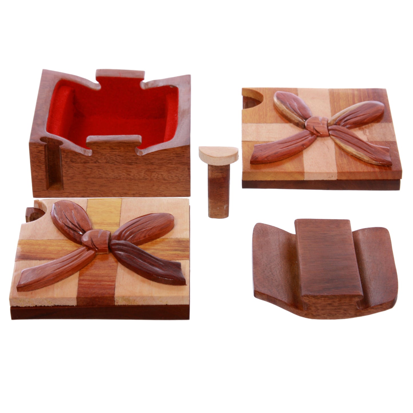 Handcrafted Wooden Square Gift Box Shape Secret Jewelry Puzzle Box - Gift Box