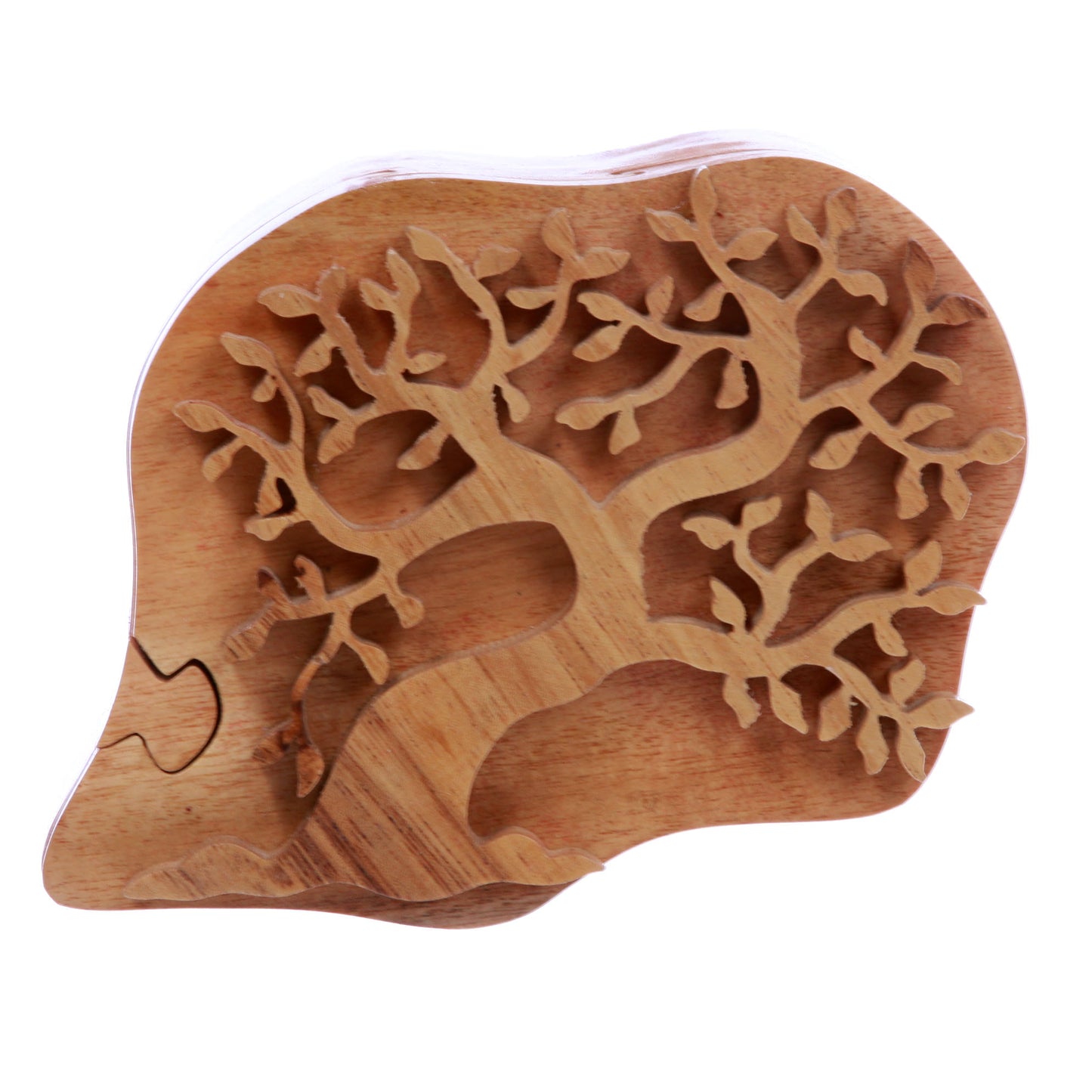 Handcrafted Tree Of Love Wooden Secret Jewelry Puzzle Box - Frondent Tree