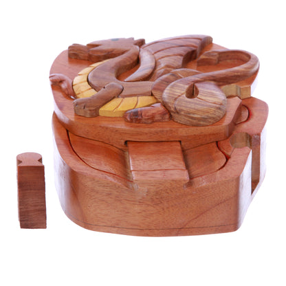 Tyrannosaurus-Rex With Wings Handcrafted Wooden Dinosaur Secret Jewelry Puzzle Box - Lovely Tyrannosaurus