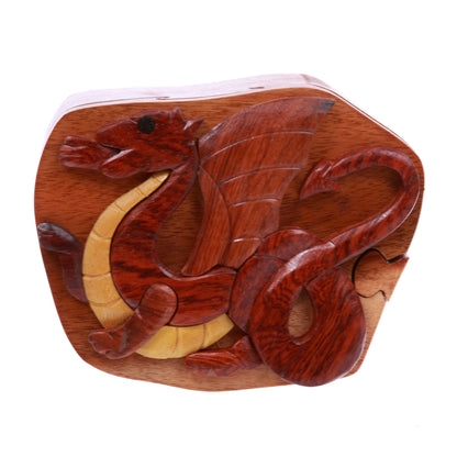 Tyrannosaurus-Rex With Wings Handcrafted Wooden Dinosaur Secret Jewelry Puzzle Box - Lovely Tyrannosaurus