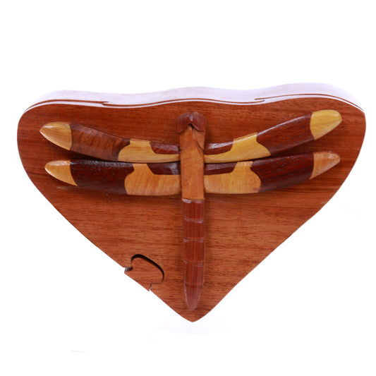 dragonfly Handcrafted Wooden Secret Jewelry Puzzle Box -Dragonfly