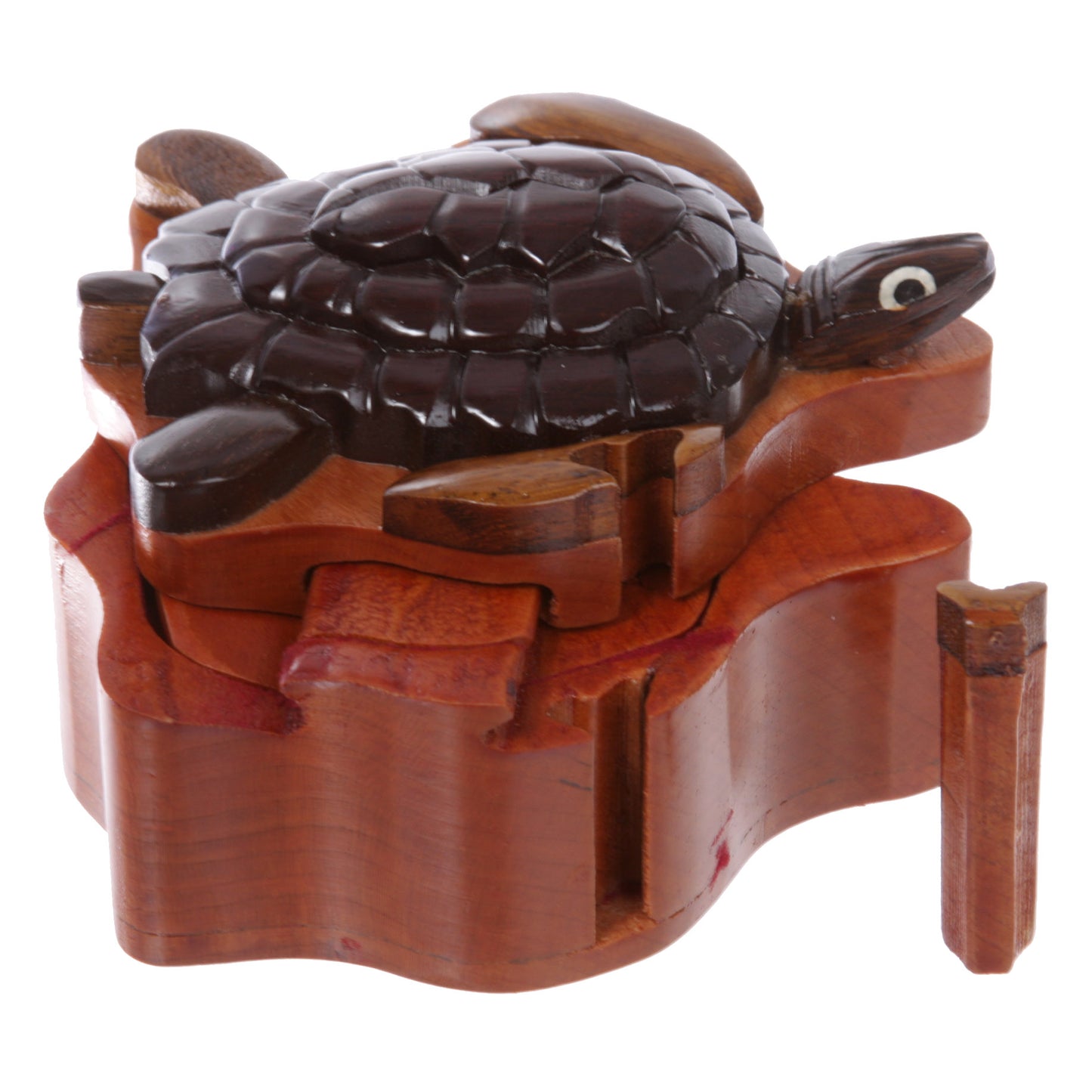 Handcrafted Wooden Animal Shape Secret Jewelry Puzzle Box - Turtle