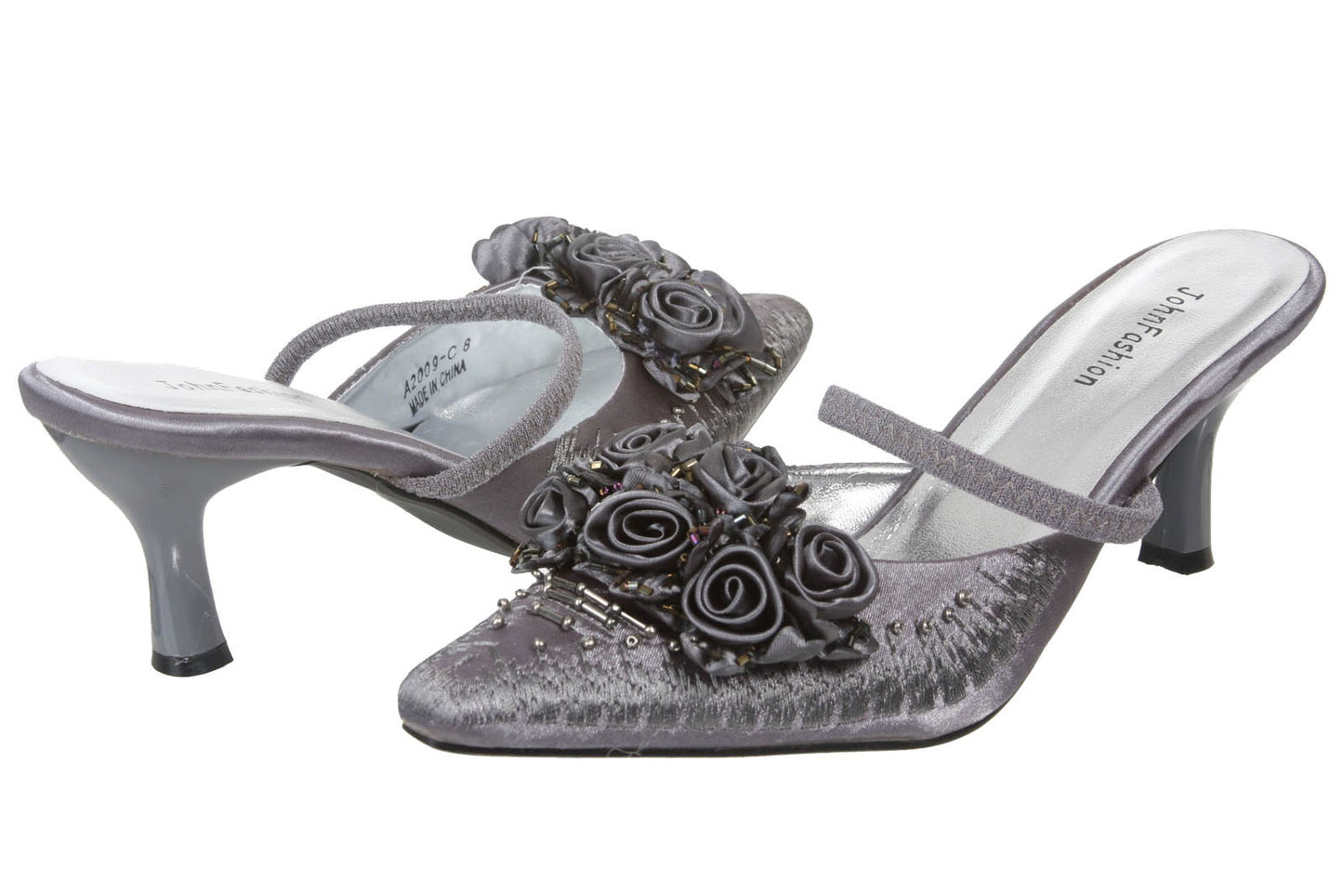 JOHN FASHION Silken Embroidery Beads Rose Floral Sandal