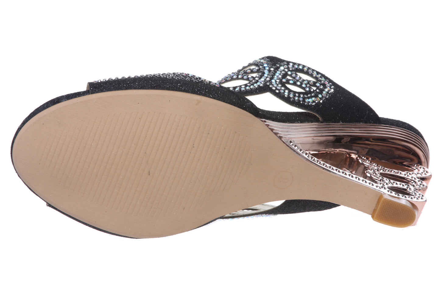 JOHN FASHION Rhinestone Perforated Slide Sandal