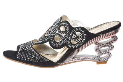 JOHN FASHION Rhinestone Perforated Slide Sandal