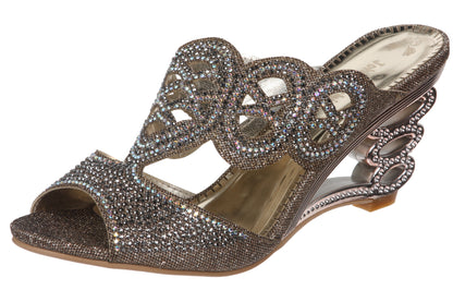 JOHN FASHION Rhinestone Perforated Slide Sandal