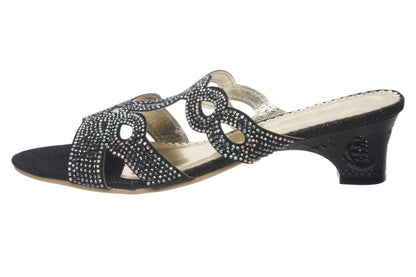 JOHN FASHION Rhinestone Evening Slide Sandal