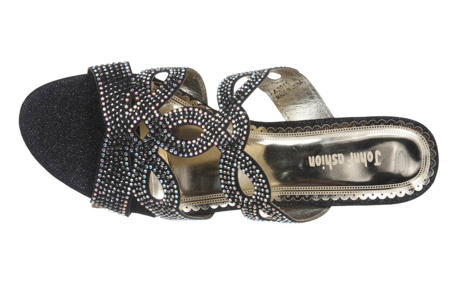 JOHN FASHION Rhinestone Evening Slide Sandal