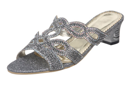 JOHN FASHION Rhinestone Evening Slide Sandal