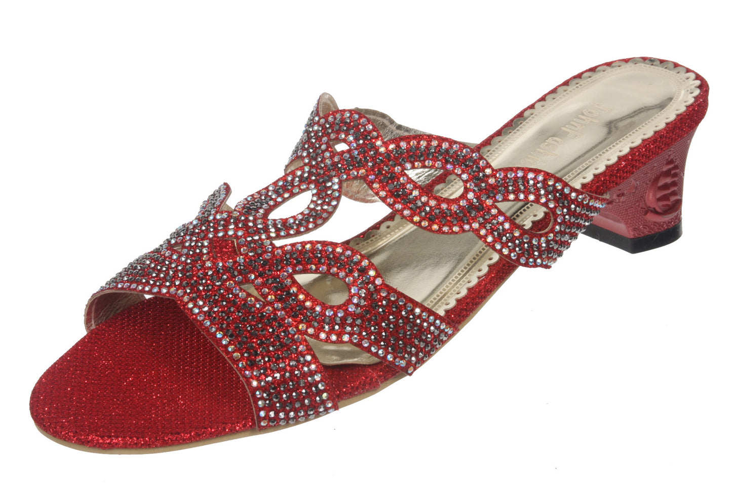 JOHN FASHION Rhinestone Evening Slide Sandal