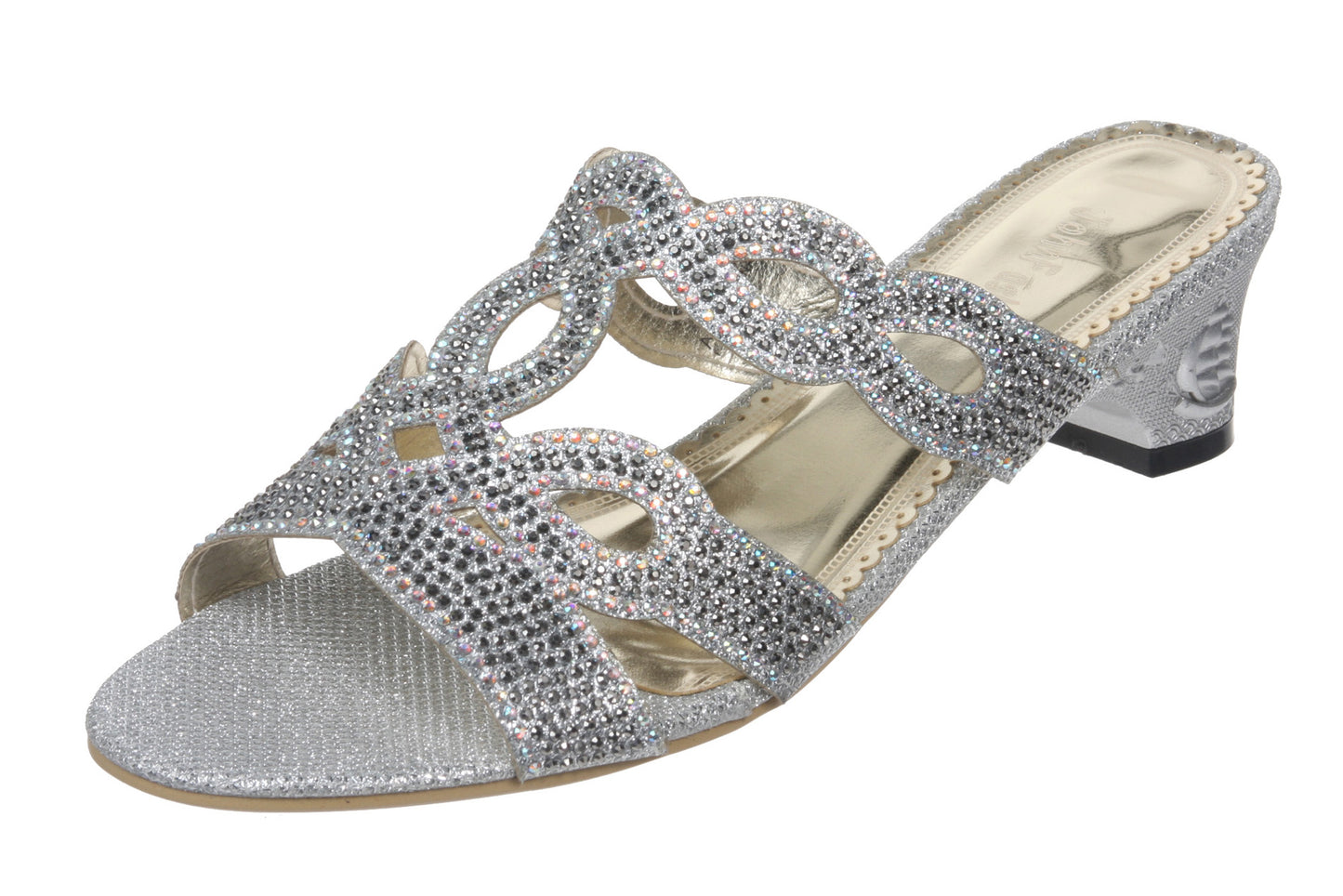 JOHN FASHION Rhinestone Evening Slide Sandal