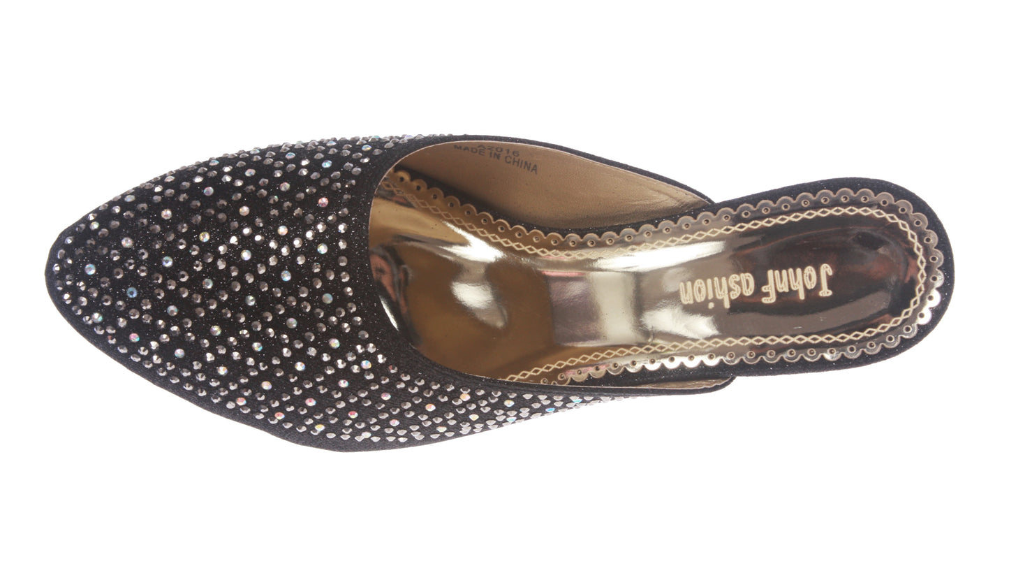 JOHN FASHION Rhinestone Evening Slide Sandal