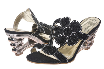 JOHN FASHION Rhinestone Perforated Slide Sandal