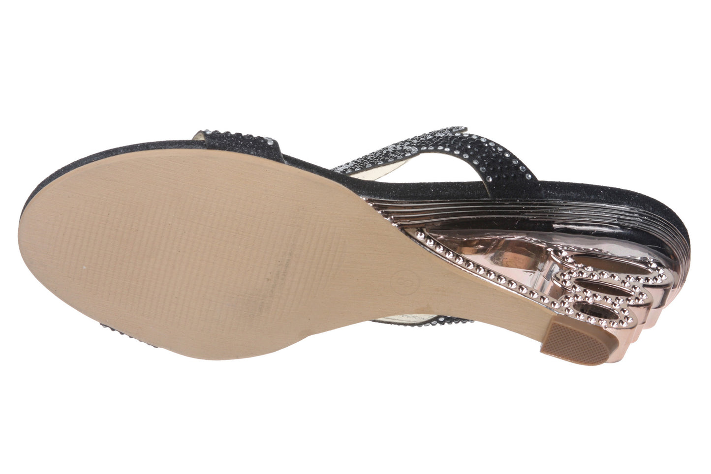 JOHN FASHION Rhinestone Perforated Slide Sandal