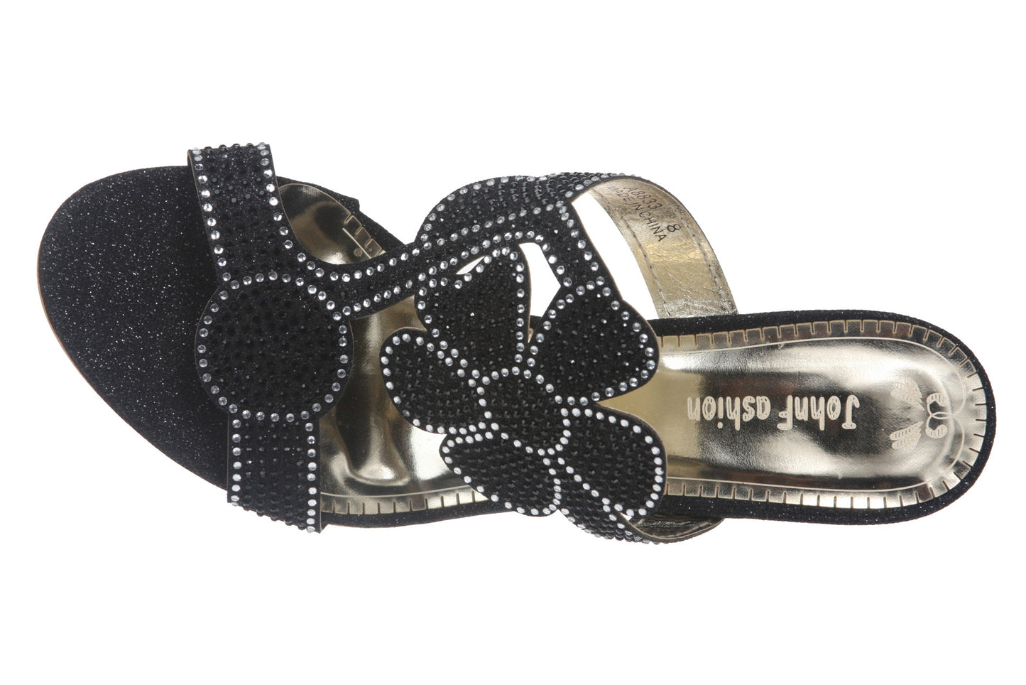 JOHN FASHION Rhinestone Perforated Slide Sandal