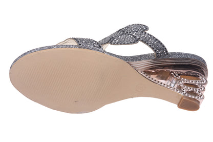 JOHN FASHION Rhinestone Perforated Slide Sandal