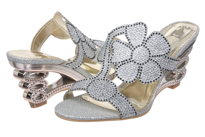 JOHN FASHION Rhinestone Perforated Slide Sandal