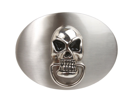 Big Oval Skull Knock-at-Door Belt Buckle