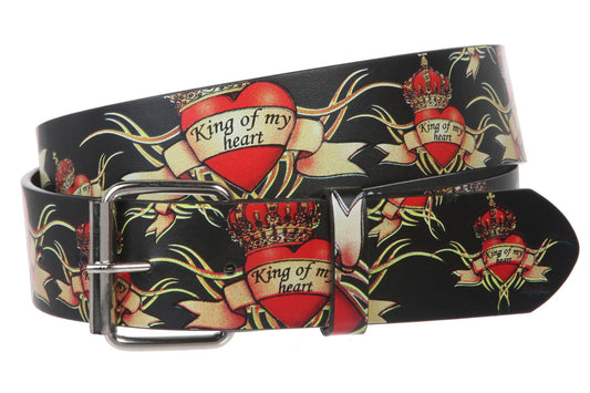 Snap On King of my Heart Crowns & Hearts Printed Fashion Belt