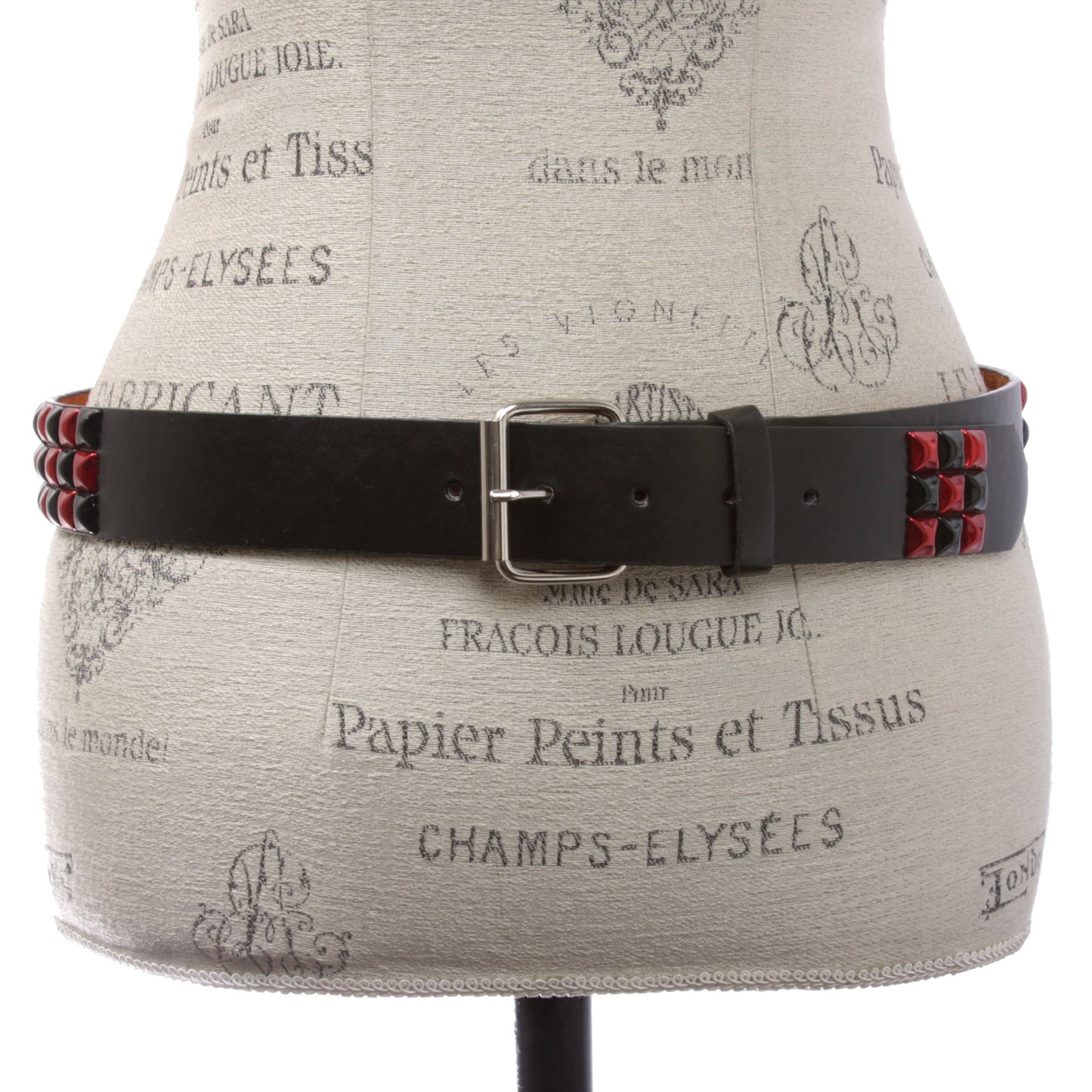 Snap On Punk Rock Black & Red Studded Leather Belt