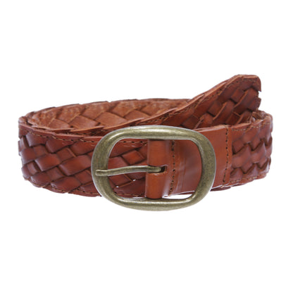 1 1/4" Women's Braided Woven Leather Belt