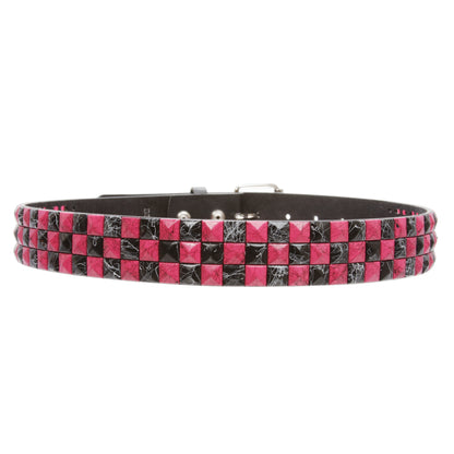 Snap On 1 1/2" Hot pink & Black Checkerboard Punk Rock Studded Belt