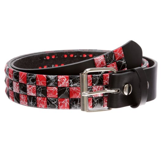 Snap On 1 1/2"-38mm Checkerboard Punk Rock Studded Belt