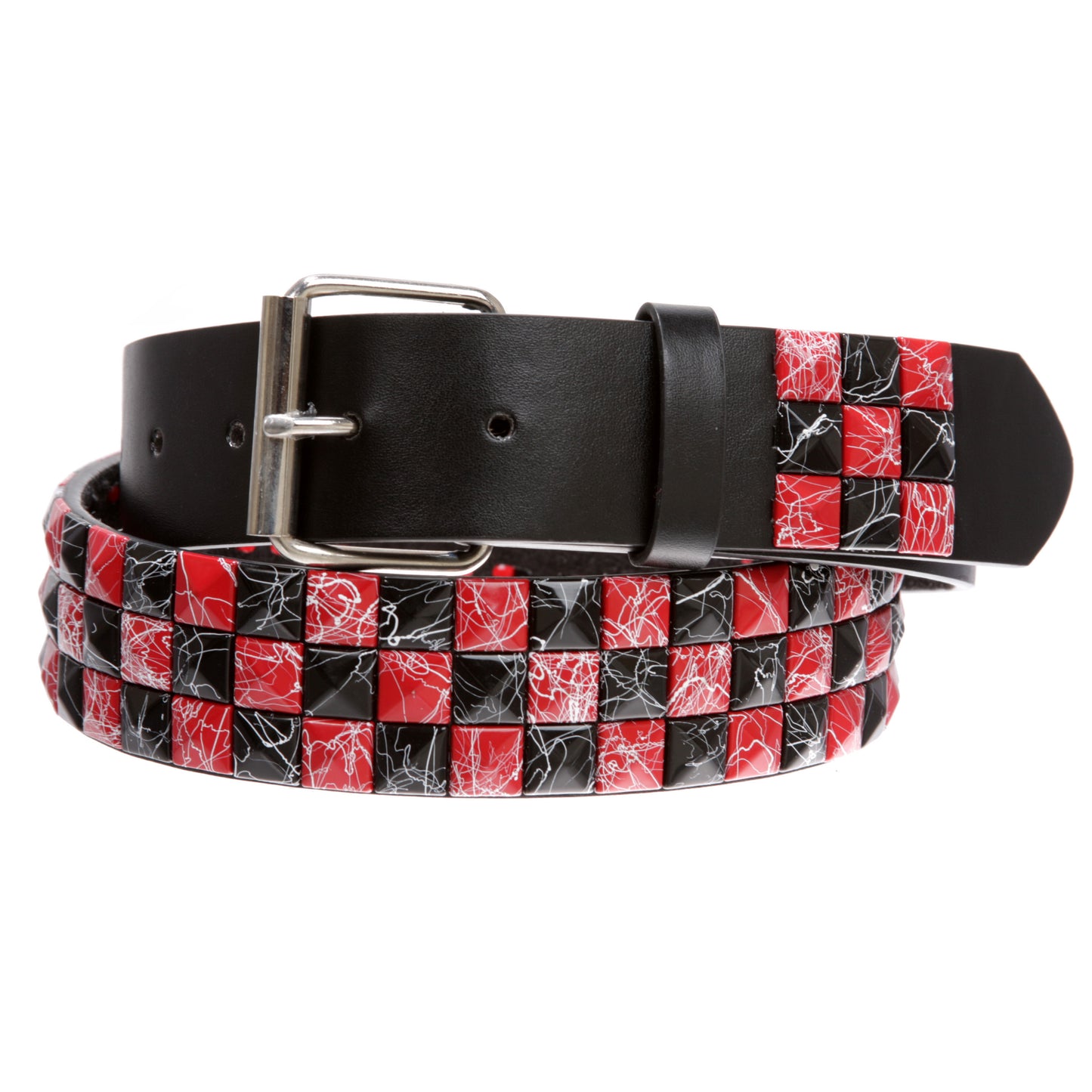 Snap On 1 1/2"-38mm Checkerboard Punk Rock Studded Belt