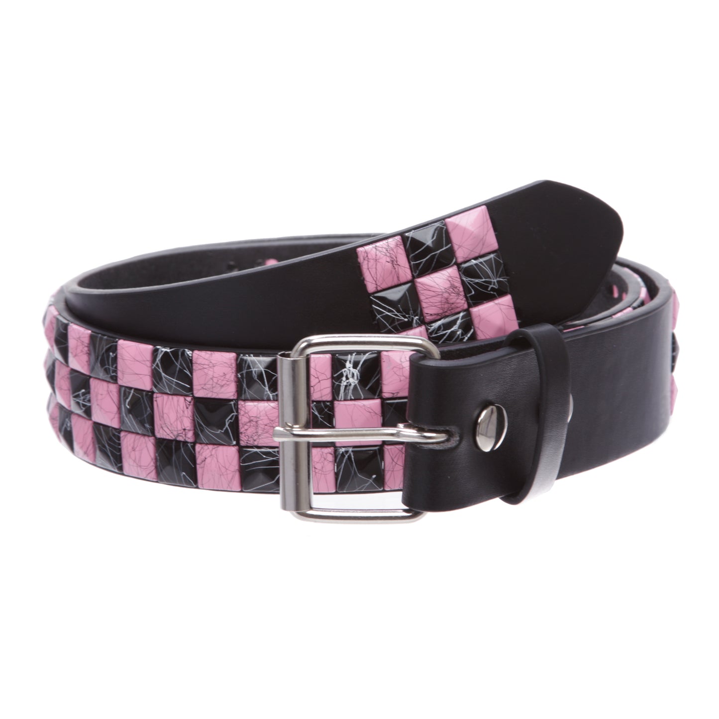 Snap On 1 1/2"-38mm Checkerboard Punk Rock Studded Belt