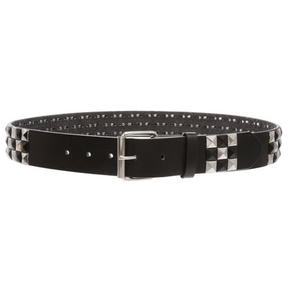 Snap On 1 1/2" Black & Silver Checkerboard Punk Rock Studded Belt