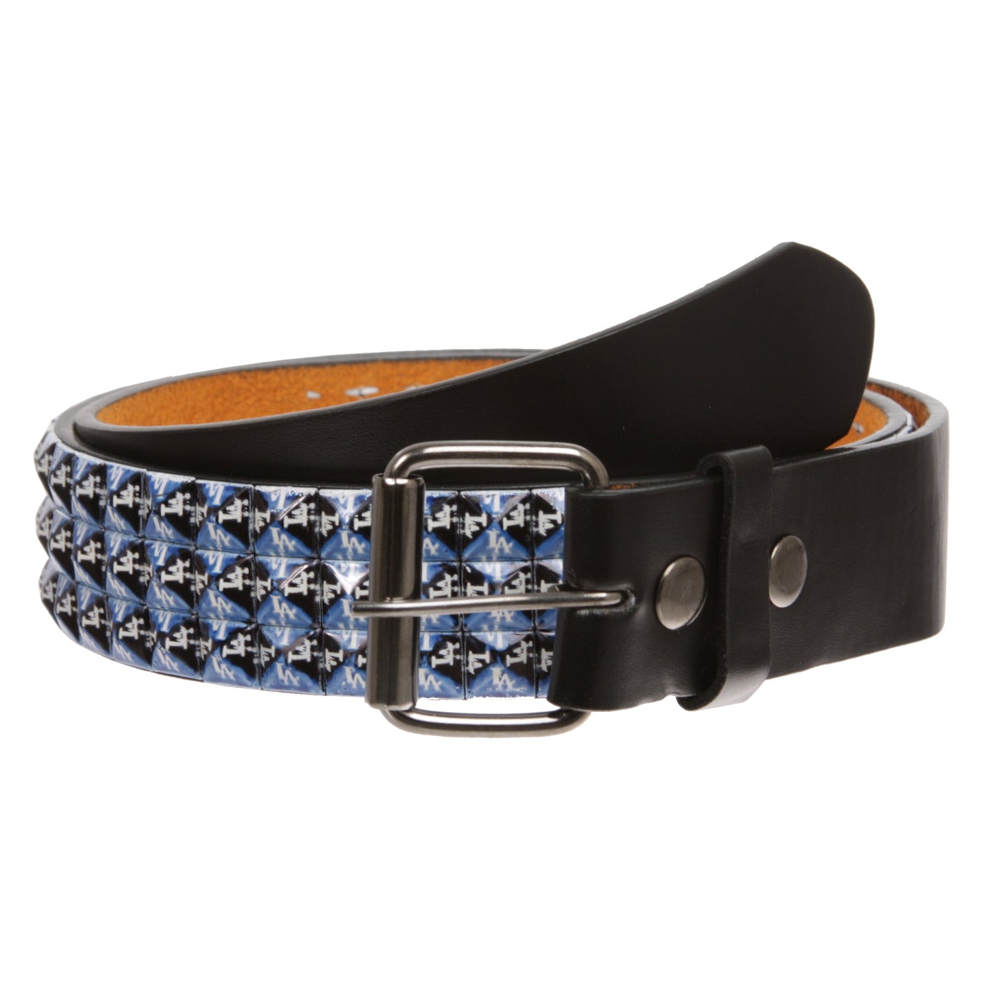 Snap On Punk Rock Star Pyramid Studded Checker Board Leather Belt